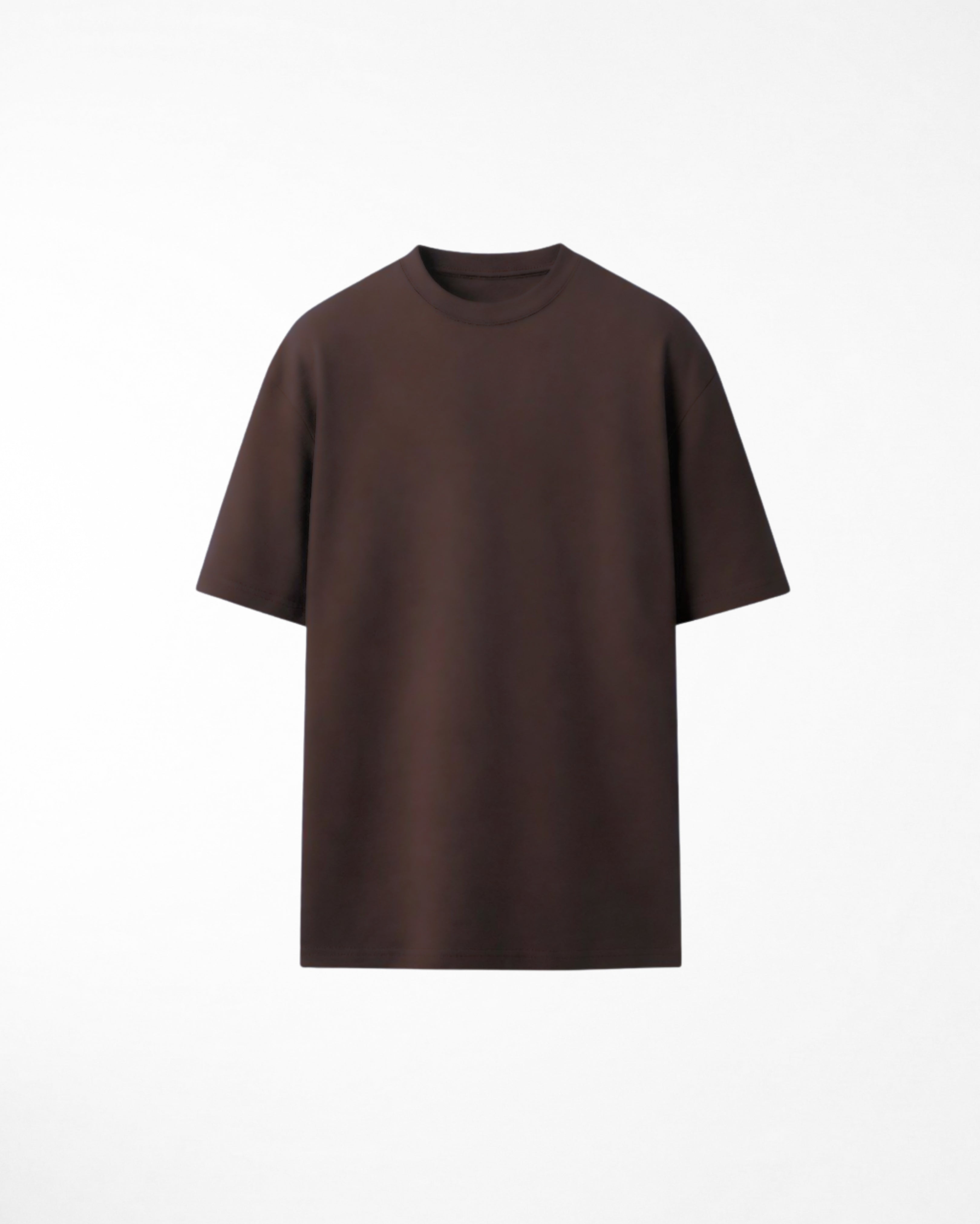 man wearing relaxed fit brown tshirt