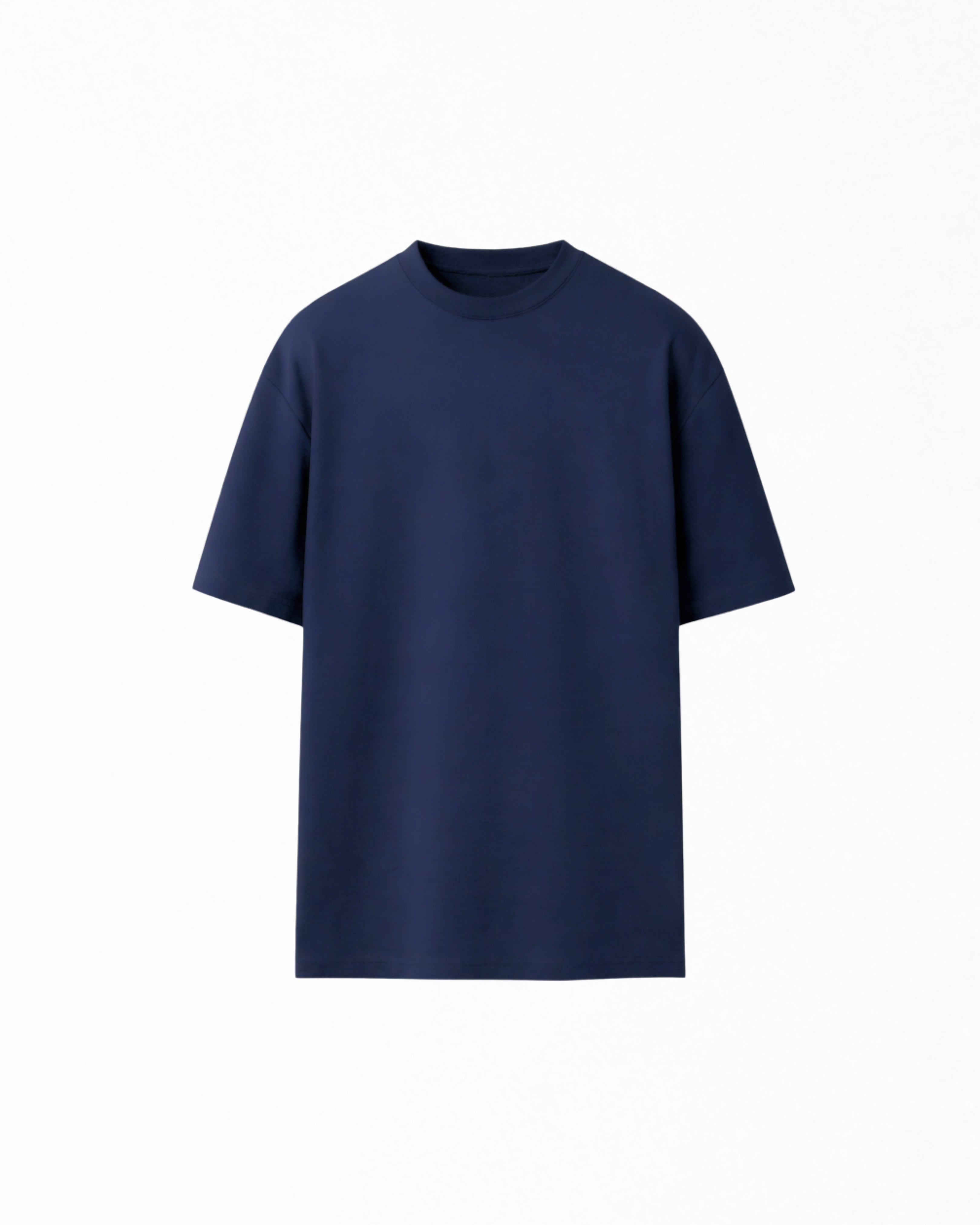 man wearing relaxed fit navy blue tshirt
